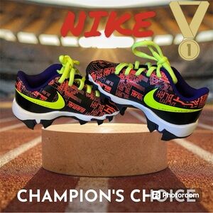 Nike vapor size 10c cleats black, red-orange, white and neon